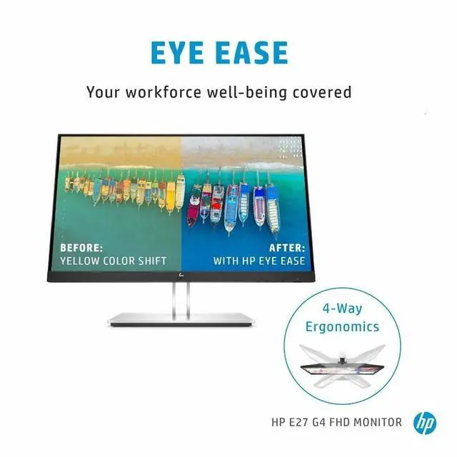 Alt view image 5 of 12 - HP E27 G4 27" FHD IPS Monitor 60Hz Response Time 5ms Contrast Ratio 1000:1 Brightness 250 cd/m² DisplayPort, HDMI & VGA Inputs USB Hub Tilt and Height Adjustment - 9VG71AA
