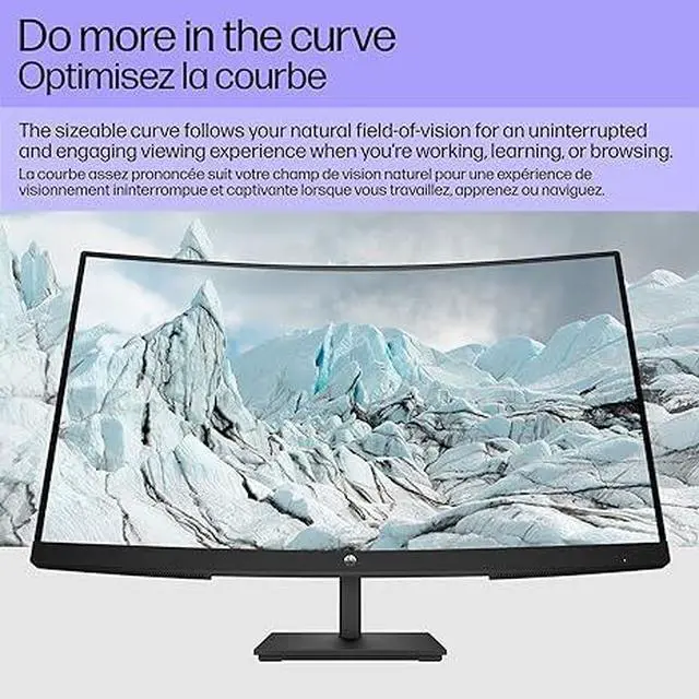 Alt view image 8 of 12 - HP V27c G5 27" VA FHD (1920x1080) Curved Monitor 75Hz, 5ms, 16:9, Flicker-free, AMD FreeSync HDMI & DisplayPort - 65P60AA