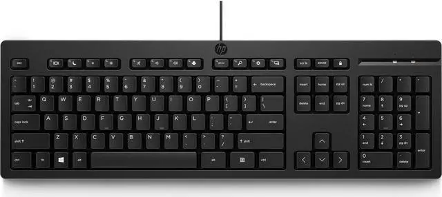 Main image of HP 125 Wired Keyboard Full Size for PCs USB-A Port Tilt Feet Adjustable, Black