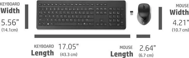 Alt view image 4 of 5 - HP Wireless Rechargeable 950MK Mouse Keyboard Full Size for PCs with USB A Port