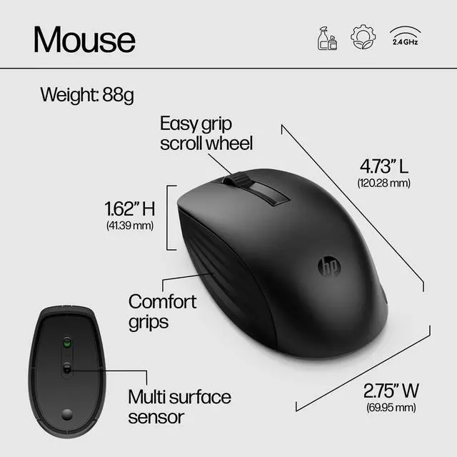 Alt view image 5 of 7 - HP 650 Wireless Keyboard & Mouse Combo - 2.4Ghz Wireless, USB Receiver, Low-Profile Keys, 20+ Programmable Keys, DPI Mouse - 20+ Months Keyboard, 24+ Mouse Battery - Win, Chrome, MacOS (4R013AA#ABL)