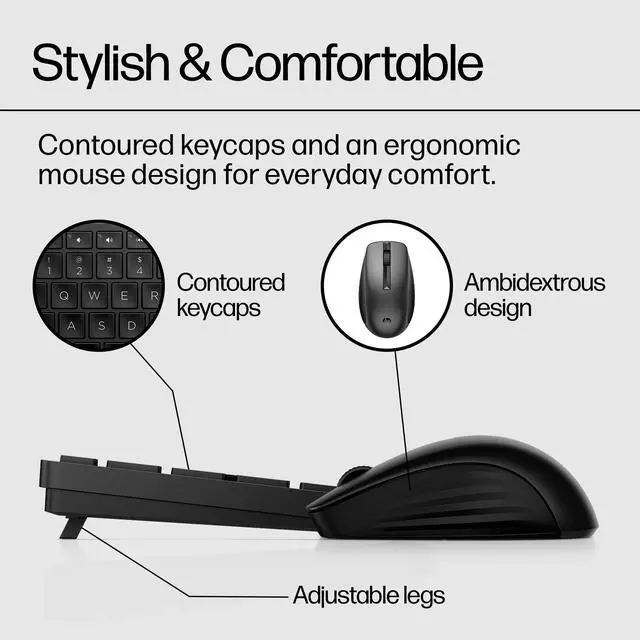 Alt view image 7 of 7 - HP 650 Wireless Keyboard & Mouse Combo - 2.4Ghz Wireless, USB Receiver, Low-Profile Keys, 20+ Programmable Keys, DPI Mouse - 20+ Months Keyboard, 24+ Mouse Battery - Win, Chrome, MacOS (4R013AA#ABL)