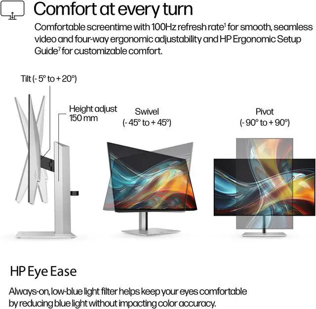 Alt view image 3 of 9 - HP Series 7 Pro 24 Inch WUXGA Monitor 724pn 100Hz IPS Tilt Swivel Pivot Adjust