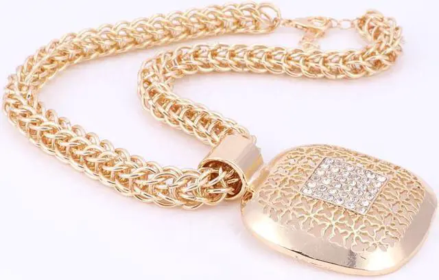 Alt view image 4 of 7 - Fashion African Beads Jewelry Set Exquisite Dubai Gold Color Square Crystal Jewelry Set Nigerian Wedding Bridal Bijoux