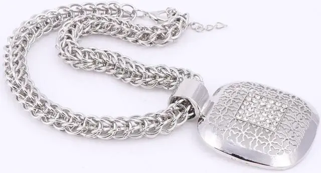 Alt view image 3 of 5 - Fashion African Beads Jewelry Set Exquisite Dubai Gold Color Square Crystal Jewelry Set Nigerian Wedding Bridal Bijoux Silver