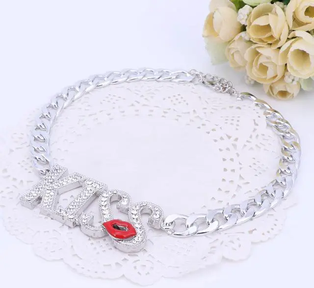Alt view image 4 of 7 - Women Charm Bridal Earrings Ring Kiss Lipstick Big Letter Pendant Sets Classic Wedding Necklace Bracelet Jewelry Set Silver
