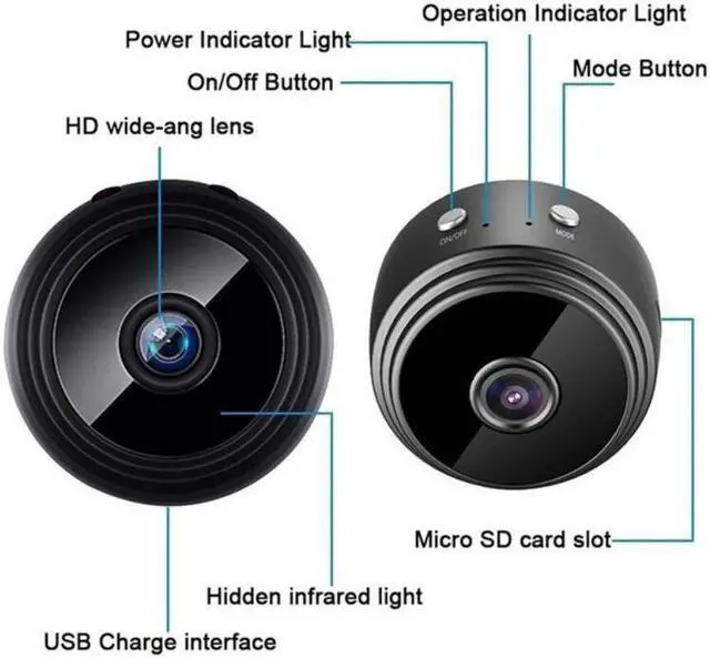 Alt view image 3 of 7 - Mini 1080P Small Wifi Camera IR Night Vision Micro Camera Motion 2 Way speak APP with cable & mount