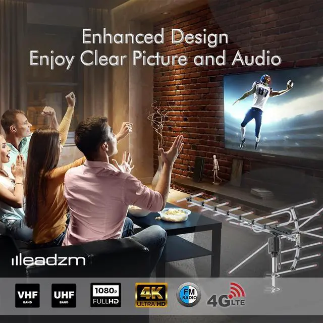 Alt view image 2 of 7 - Outdoor Digital Amplified HD TV Antenna - 360 Degree Rotation Remote Control - Up to 200 Miles Long Range Support 2 Frequencies UHF VHF 4K UHD 1080P 720P HDTV TV Aerial With Cable