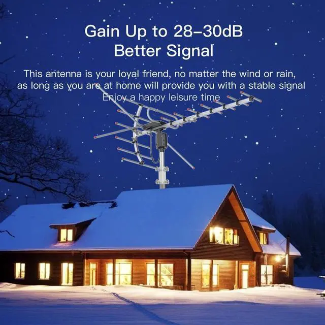 Alt view image 4 of 7 - Outdoor Digital Amplified HD TV Antenna - 360 Degree Rotation Remote Control - Up to 200 Miles Long Range Support 2 Frequencies UHF VHF 4K UHD 1080P 720P HDTV TV Aerial With Cable