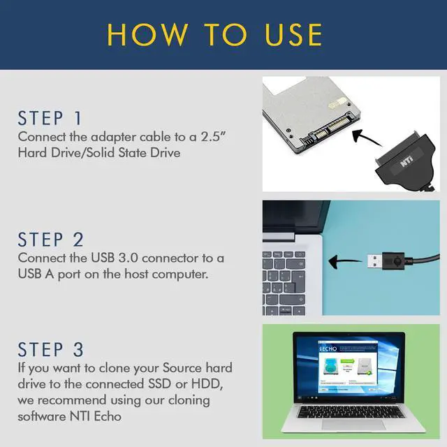 Alt view image 3 of 5 - NTI SATA-to-USB 3.0/2.0 Adapter Cable