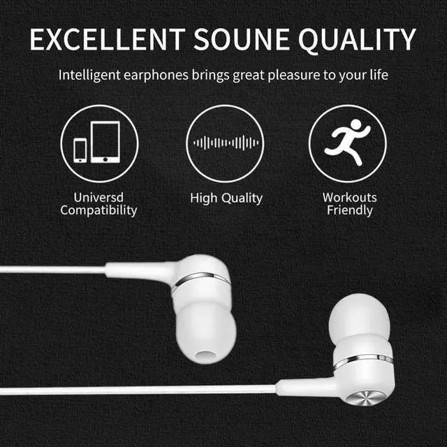 Alt view image 2 of 4 - 2Pcs Earbuds Wired Stereo Earphones in-Ear Headphones Bass Earbuds, Compatible with iPhone and Android Smartphones, iPad, MP3, Fits All 3.5mm Interface  White and White