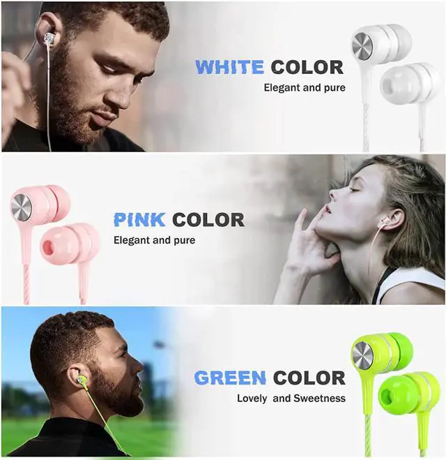 Alt view image 2 of 3 - 2Pcs Earbuds Wired Stereo Earphones in-Ear Headphones Bass Earbuds, Compatible with iPhone and Android Smartphones, iPad, MP3, Fits All 3.5mm Interface  Green and Green