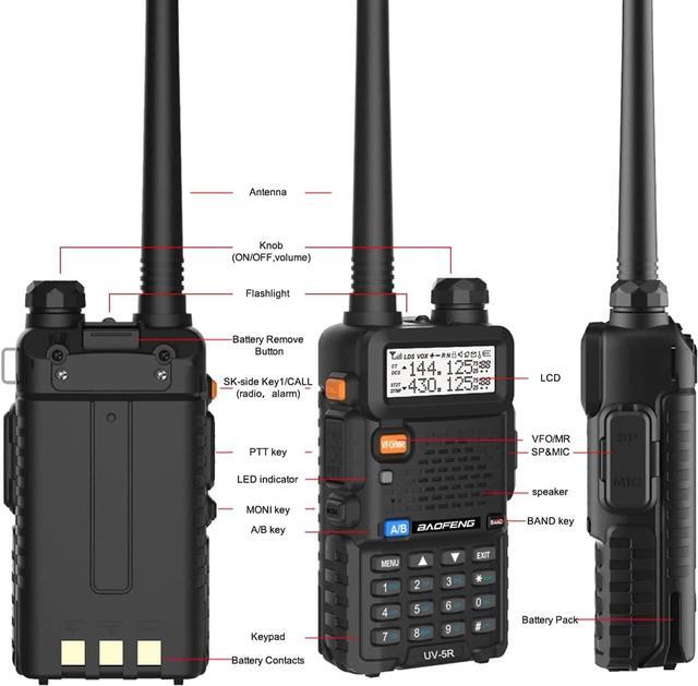 Alt view image 3 of 5 - BAOFENG UV-5R Dual Band Two Way Radio (Black), 144-148MHz & 420-450MHz