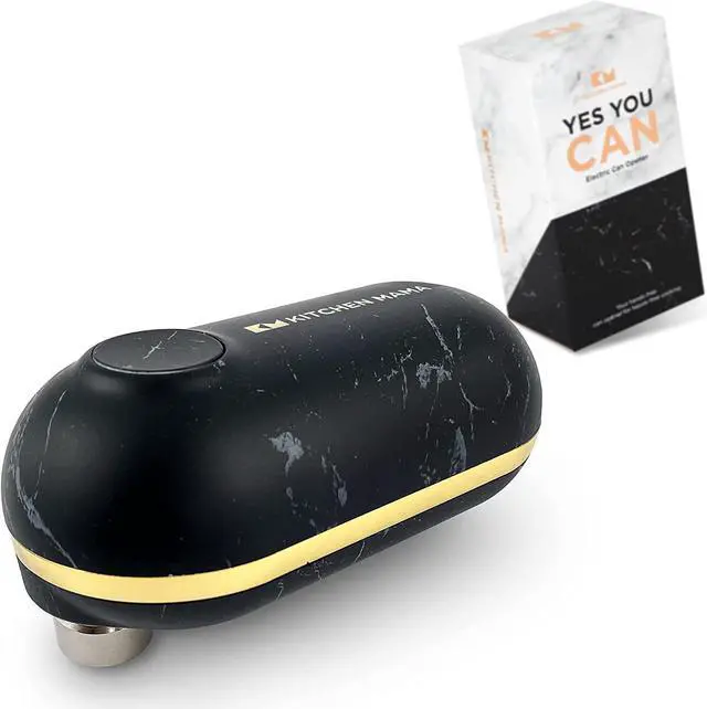 Main image of Kitchen Mama Mini Battery-Operated Can Opener: Open Your Cans with A Simple Push of Button - No Sharp Edge, Food-Safe and Mini-sized (Marble Black/Gold)