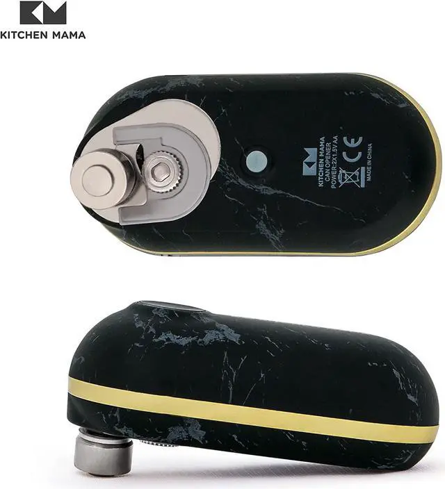 Alt view image 2 of 6 - Kitchen Mama Mini Battery-Operated Can Opener: Open Your Cans with A Simple Push of Button - No Sharp Edge, Food-Safe and Mini-sized (Marble Black/Gold)