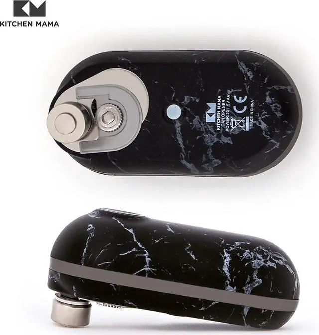 Alt view image 2 of 7 - Kitchen Mama Mini Battery-Operated Can Opener: Open Your Cans with A Simple Push of Button - No Sharp Edge, Food-Safe and Mini-sized (Marble Black/Black)