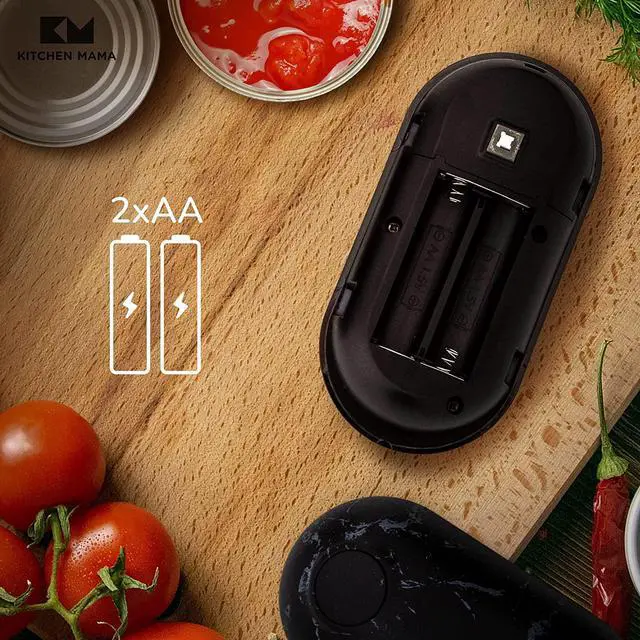 Alt view image 6 of 7 - Kitchen Mama Mini Battery-Operated Can Opener: Open Your Cans with A Simple Push of Button - No Sharp Edge, Food-Safe and Mini-sized (Marble Black/Black)
