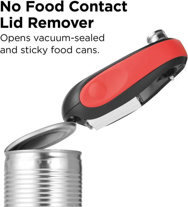 Alt view image 5 of 6 - Kitchen Mama One-To-Go Electric Can Opener: Open Cans with One Press- Auto Detect Any Can Shapes, Auto-Stop As Task Completes, No Sharp Edge, Handy with Lid Lift, Battery Operated Can Opener (Red)
