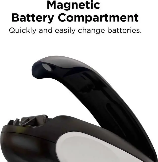 Alt view image 4 of 6 - Kitchen Mama One-To-Go Electric Can Opener: Open Cans with One Press- Auto Detect Any Can Shapes, Auto-Stop As Task Completes, No Sharp Edge, Handy with Lid Lift, Battery Operated Can Opener (White)