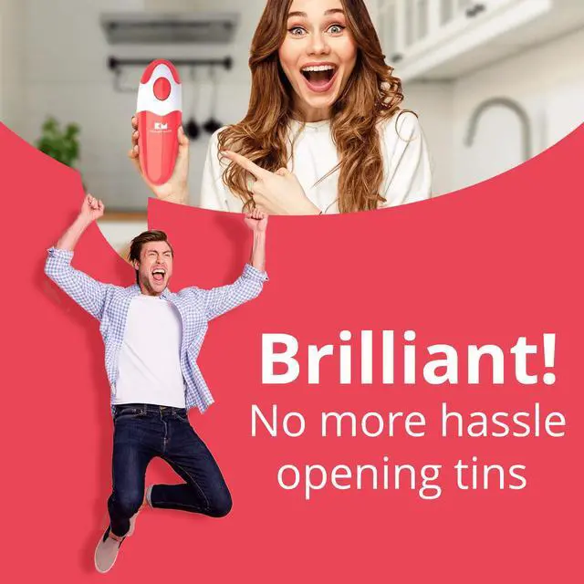 Alt view image 6 of 6 - Kitchen Mama Electric Can Opener: Open Your Cans with A Simple Push of Button - Smooth Edge, Food-Safe and Battery Operated Handheld Can Opener(Red)