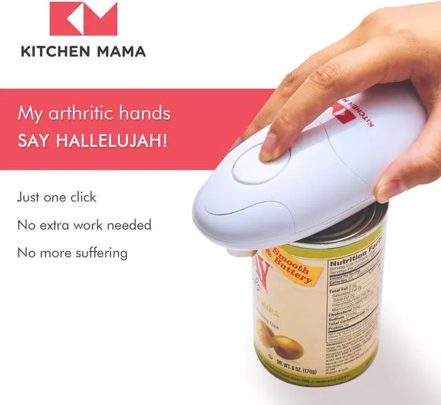 Alt view image 2 of 6 - Kitchen Mama Electric Can Opener: Open Your Cans with A Simple Push of Button - Smooth Edge, Food-Safe and Battery Operated Handheld Can Opener(White)