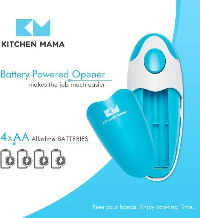 Alt view image 7 of 6 - Kitchen Mama Electric Can Opener: Open Your Cans with A Simple Push of Button - Smooth Edge, Food-Safe and Battery Operated Handheld Can Opener (Sky Blue)