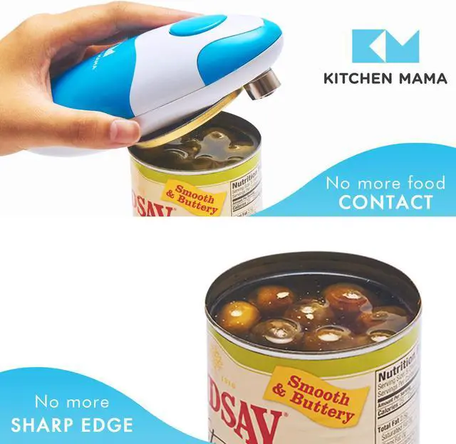 Alt view image 4 of 6 - Kitchen Mama Electric Can Opener: Open Your Cans with A Simple Push of Button - Smooth Edge, Food-Safe and Battery Operated Handheld Can Opener (Sky Blue)