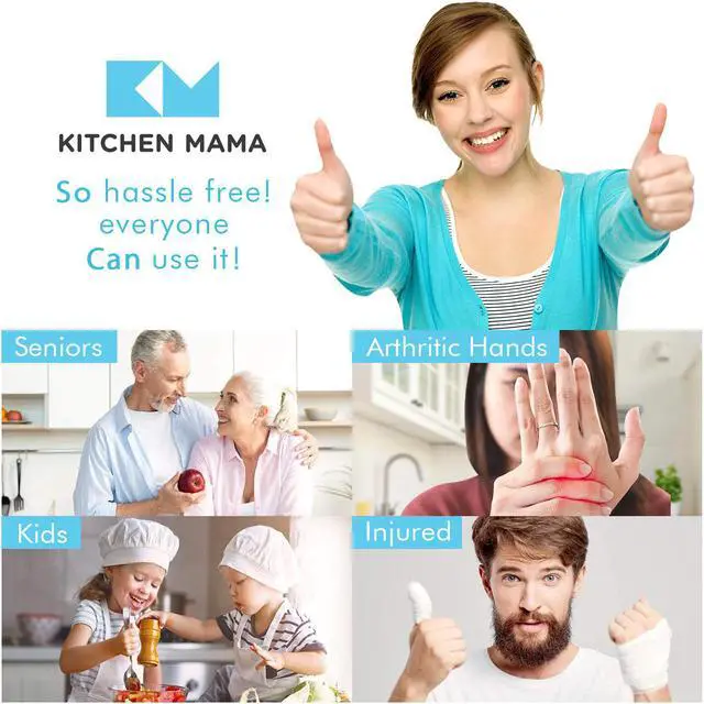 Alt view image 6 of 6 - Kitchen Mama Electric Can Opener: Open Your Cans with A Simple Push of Button - Smooth Edge, Food-Safe and Battery Operated Handheld Can Opener (Sky Blue)