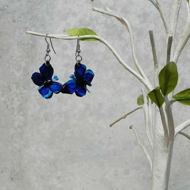 Alt view image 2 of 2 - 3D Butterfly Fluttering Animal Dangle Earrings - Womens Fashion Handmade Jewelry Boho Accessories