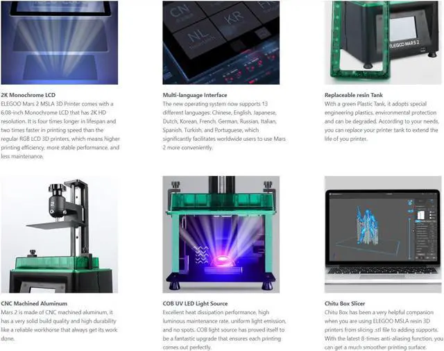 Alt view image 6 of 7 - Elegoo Mars 2 Reddit Liked #1 Value Resin 3D Printer w/ 20% MORE Clarity than Photon, Sonic