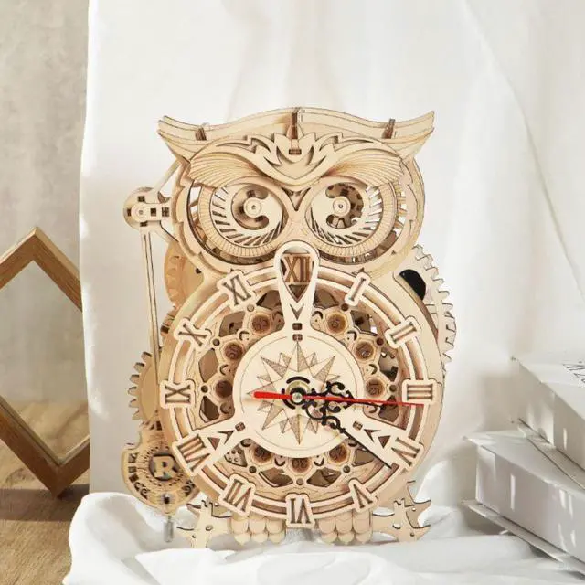 Alt view image 2 of 3 - DIY 3D Moving Gears Puzzle - Owl Clock - 161 pcs