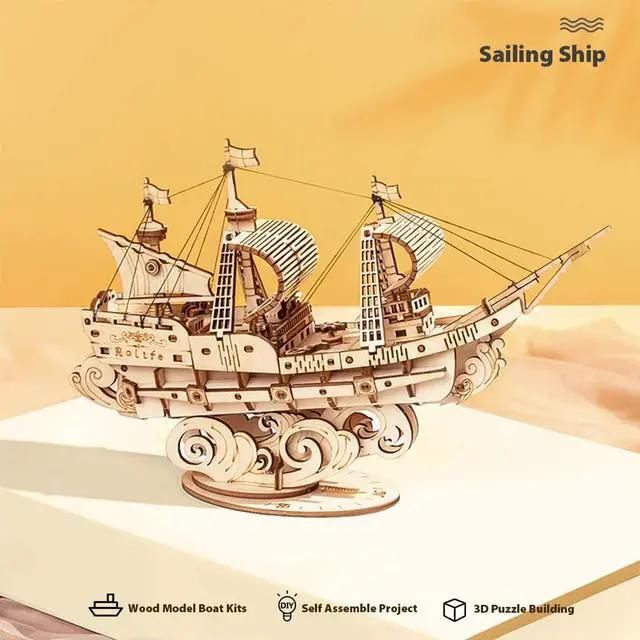 Alt view image 2 of 3 - DIY 3D Puzzle - Sailing Ship - 118pcs