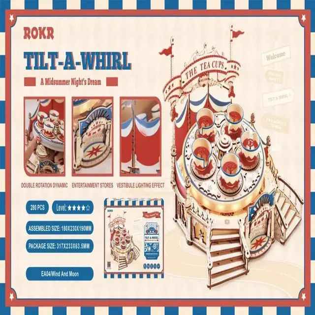 Alt view image 2 of 3 - DIY 3D Electro Mechanical Puzzle - Tilt-A-Whirl Tea Cups 280 Pcs