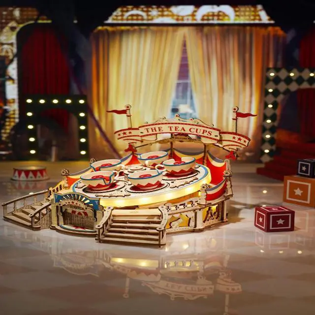 Alt view image 3 of 3 - DIY 3D Electro Mechanical Puzzle - Tilt-A-Whirl Tea Cups 280 Pcs