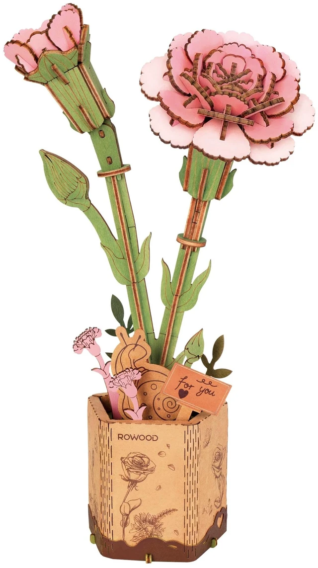 Main image of DIY 3D Wood Puzzle Pink Carnation 124pcs