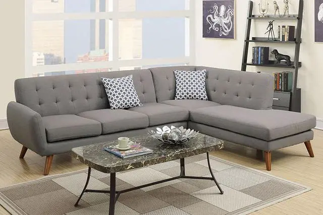 Main image of Ayrum 2-Piece Sectional Sofa Upholstered in Grey Polyfiber