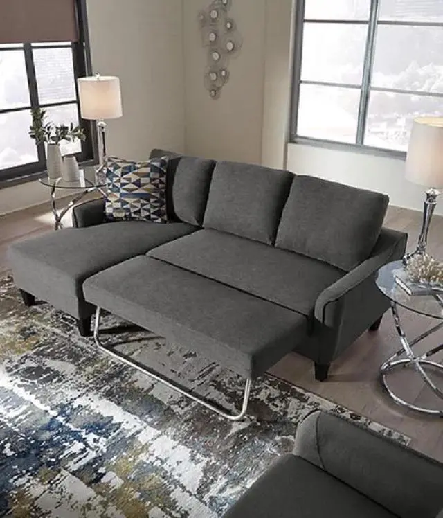 Main image of Calabria Contemporary Style Sleeper Sofa in Grey Polyester