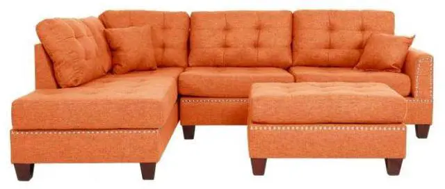 Alt view image 2 of 2 - Albi 3-Piece Sectional Sofa Set with Ottoman Covers in Citrus Polyfiber
