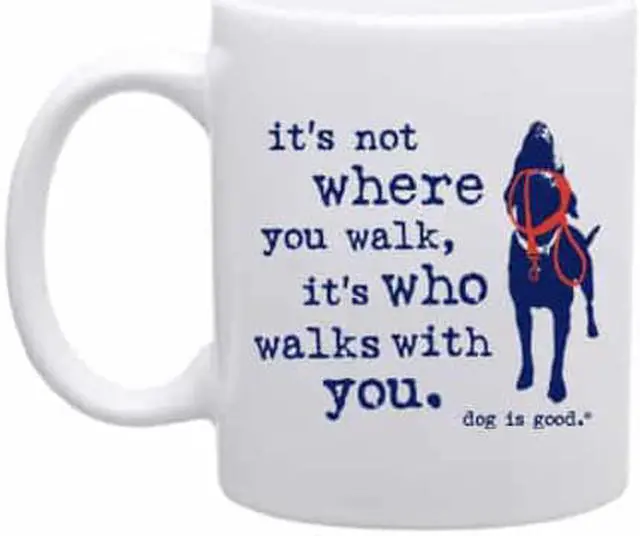 Alt view image 2 of 2 - DOG MOM Mug /Cup Gift for Dog parents - NEVER WALK ALONE (BLUE/WHITE) Mug - 11 oz.