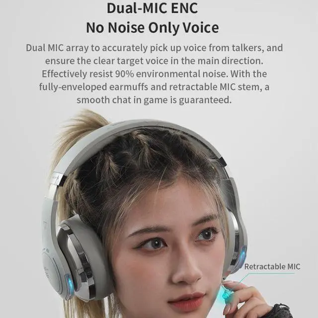 Alt view image 4 of 5 - Edifier G5BT Wireless Bluetooth Esports Game RGB Lighting Effect Headset for Smartphone(Gray)