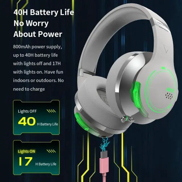 Alt view image 5 of 5 - Edifier G5BT Wireless Bluetooth Esports Game RGB Lighting Effect Headset for Smartphone(Gray)