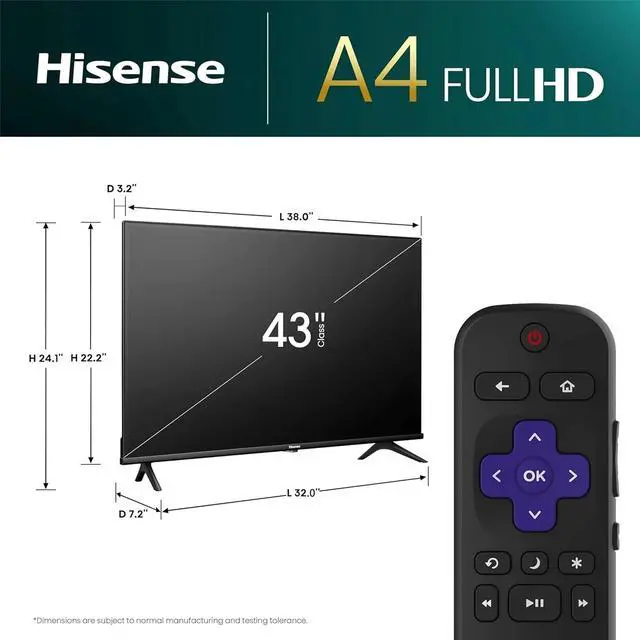 Alt view image 2 of 9 - Hisense 43A4NR 43 inch Class A4 Series FHD Roku Smart TV