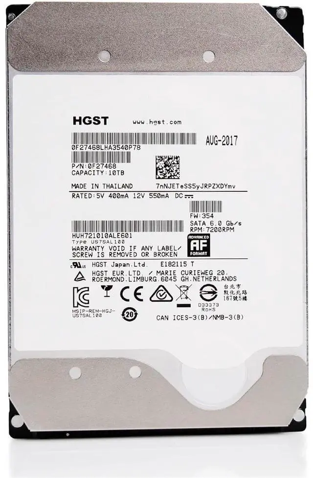 Alt view image 2 of 3 - HGST WD Ultrastar DC HC510 10TB 7200RPM SATA 6Gb/s 3.5" SED Hard Drive - HUH721010ALE601