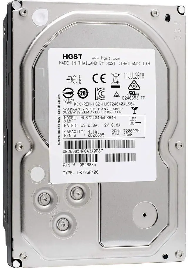 Main image of HGST HUS724040ALS640 3.5" 4TB 7200RPM SAS 12Gb/s Hard Disk Drive (HDD), Silver