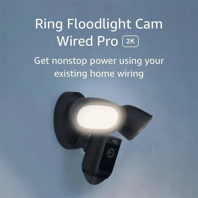 Alt view image 2 of 3 - Ring Floodlight Cam Pro with Birds Eye View and 3D Motion Detection -Wired, Black