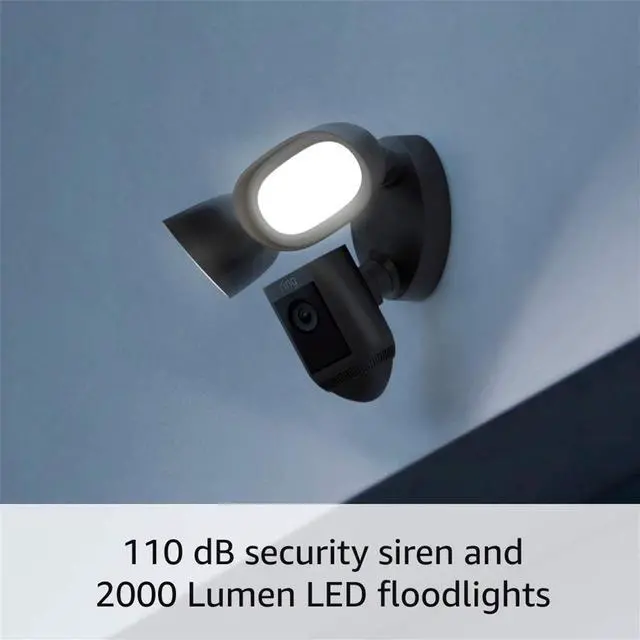 Alt view image 3 of 3 - Ring Floodlight Cam Pro with Birds Eye View and 3D Motion Detection -Wired, Black