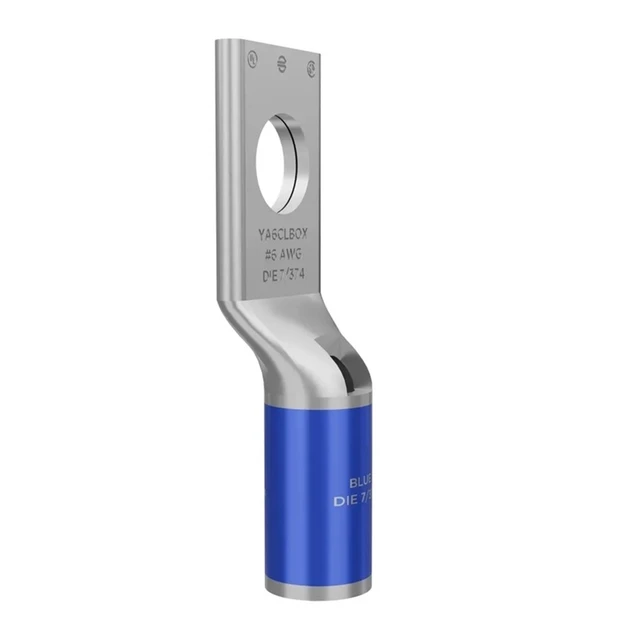 Alt view image 4 of 5 - Burndy YA6CLBOX 6 AWG 1/4" Stud Copper Compression Lug Terminal Blue (50-Pack)