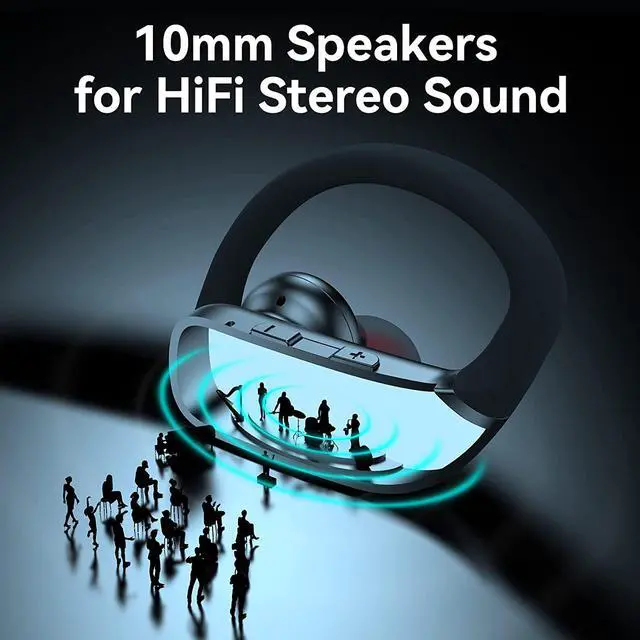 Alt view image 5 of 6 - bmani Ear Buds Wireless Earbuds Bluetooth Headphones with 80H Playtime LED Display Case, Over-Ear Hook with Mic, Stereo Sound, Easy Button Controls, Sports Earphones for Running Workout Gym Black