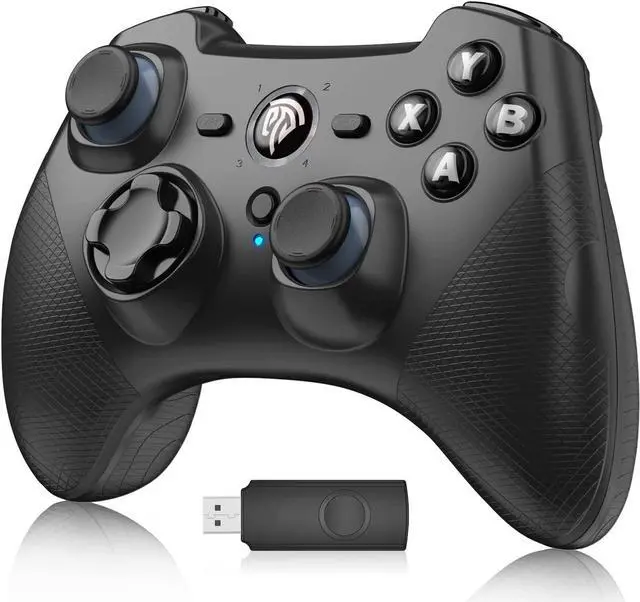 Main image of Wireless PC Game Joystick Controller, 2.4G Wireless Gamepad Joystick with Dual Vibration, 14 Hours of Playing Battery, for PC/PS3/TV Box/Nintendo Switch (Black)