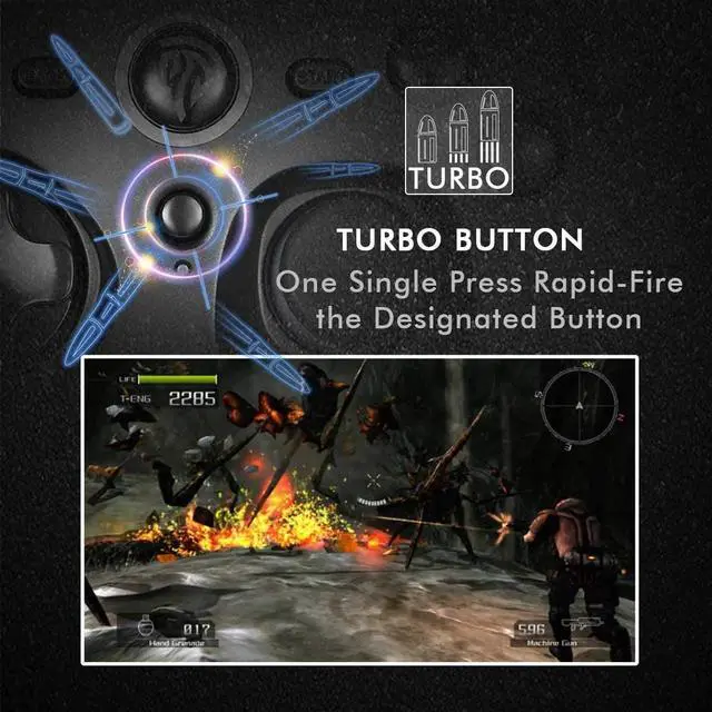 Alt view image 4 of 7 - Wireless PC Game Joystick Controller, 2.4G Wireless Gamepad Joystick with Dual Vibration, 14 Hours of Playing Battery, for PC/PS3/TV Box/Nintendo Switch (Black)